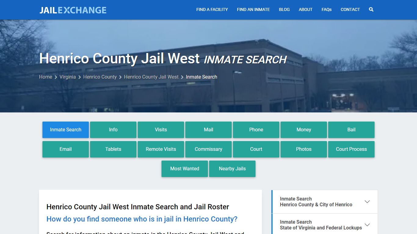 Henrico County Jail West Inmate Search - Jail Exchange